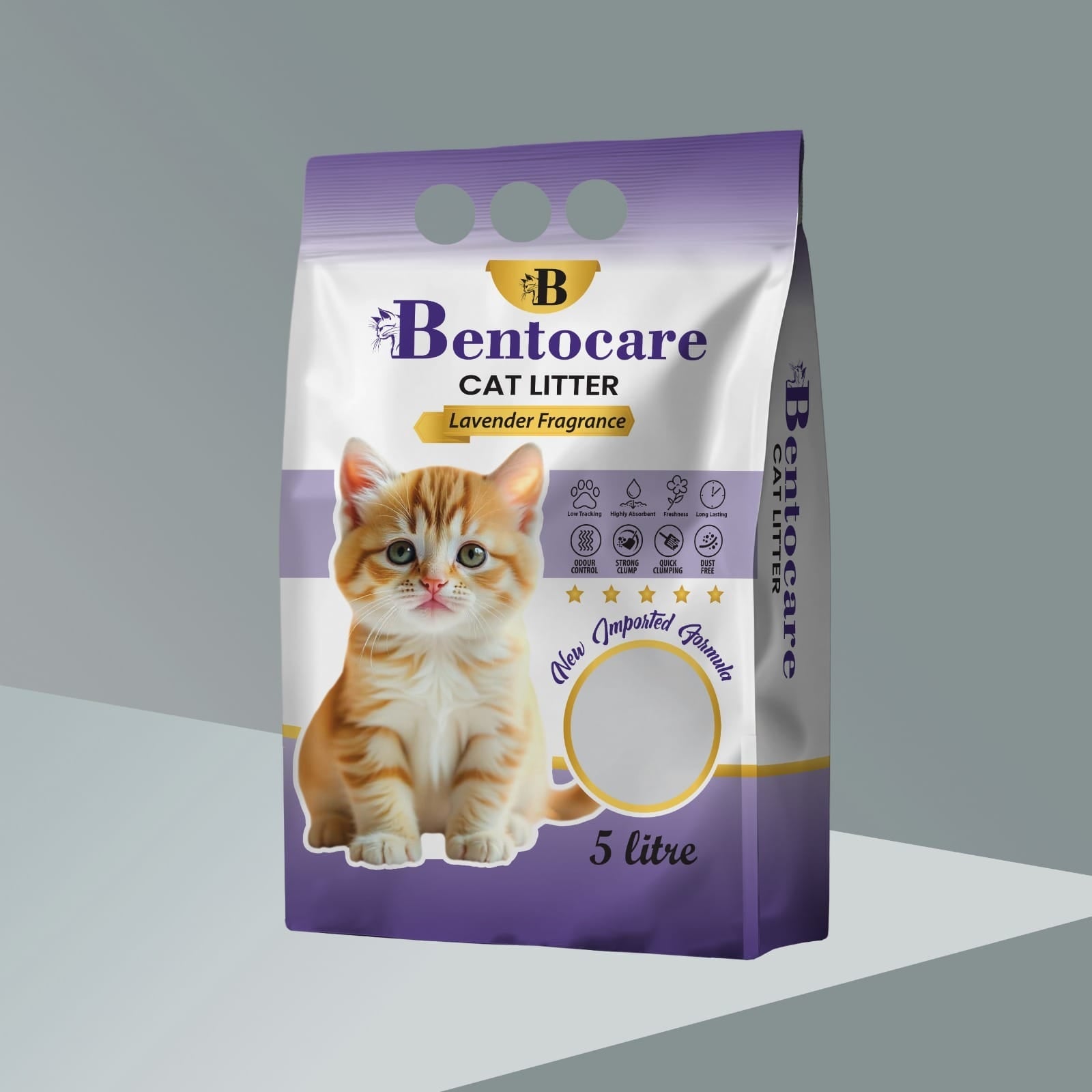 BENTOCARE PREMIUM BENTONITE CAT LITTER (LAVENDER FRAGRANCE) - 5 LITRE - Win Bachat