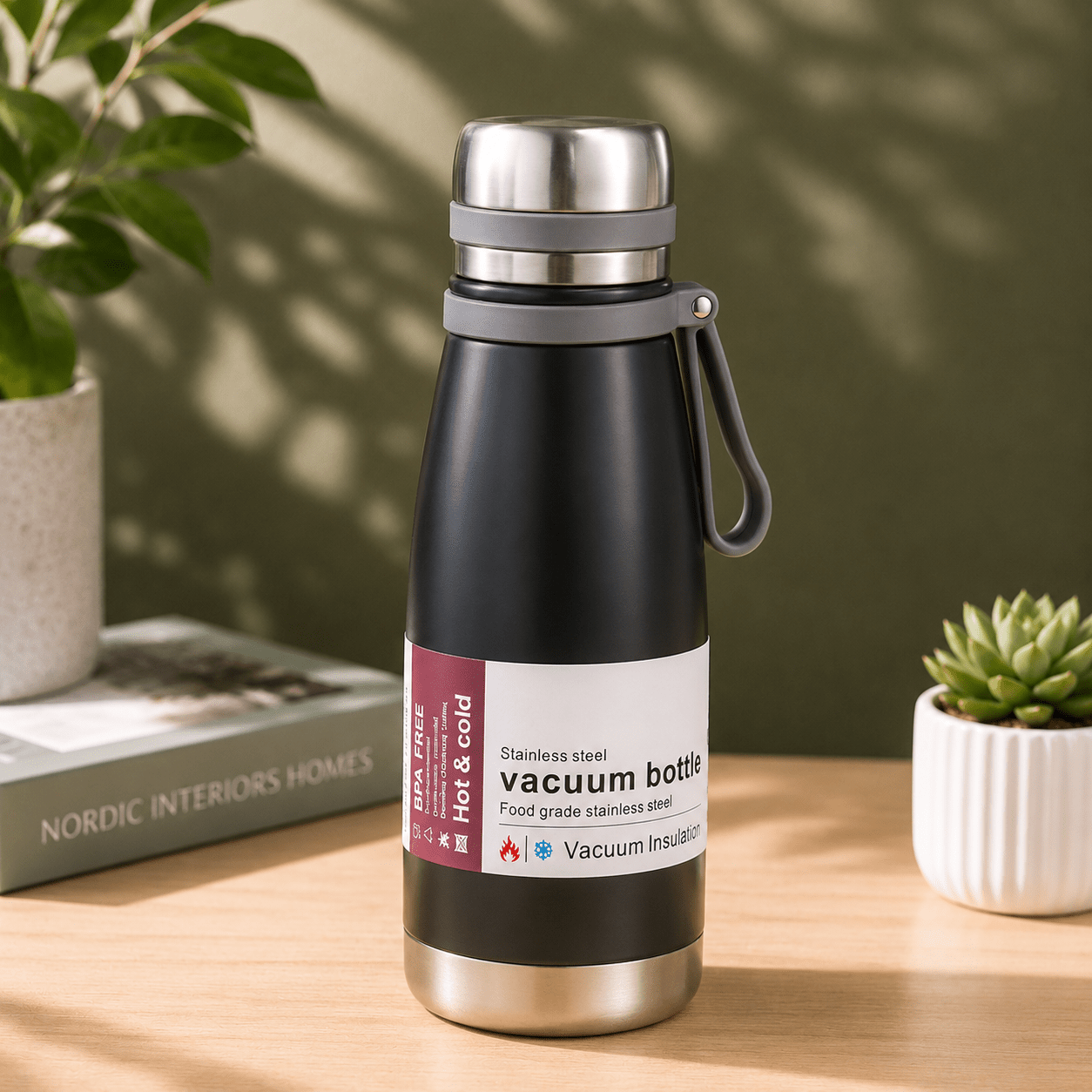 Black Classic Stainless Steel Bottle - Win Bachat