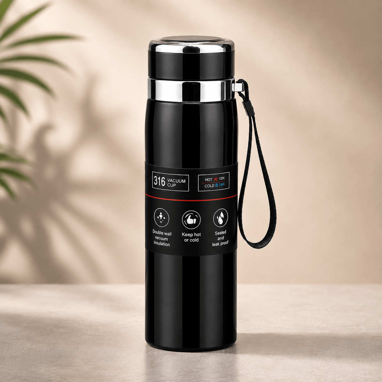 Black Executive Travel Vacuum Flask - Win Bachat