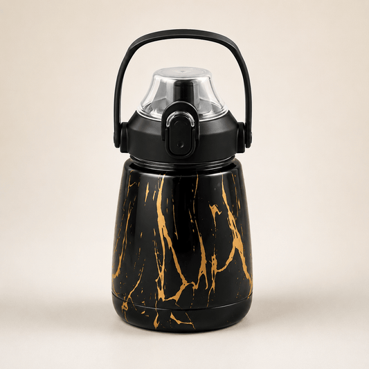 Black Marble Flip-Top Carry Handle Water Bottle – 1400ml - Win Bachat