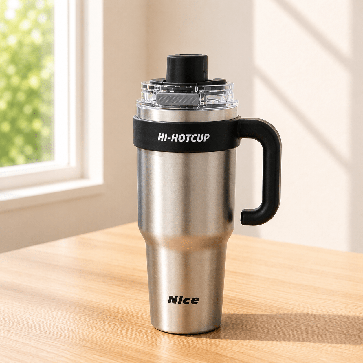 Black & Stainless Steel Insulated Tumbler with Handle - Win Bachat