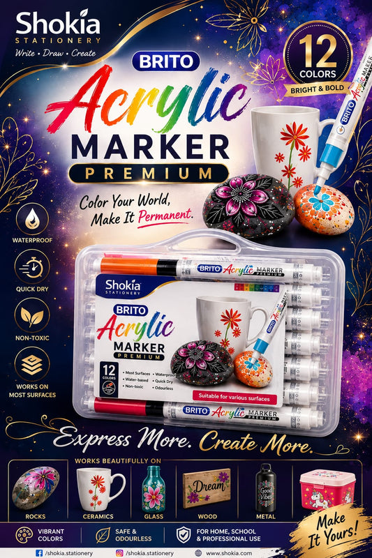 Brito Acrylic Markers 12S - Win Bachat