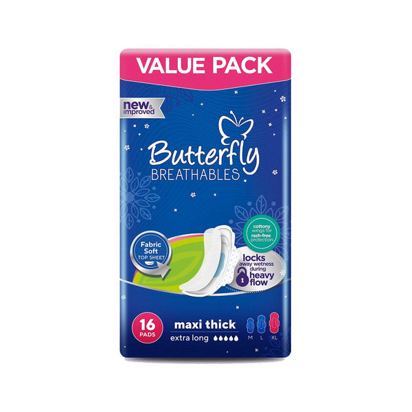 Butterfly Sanitary Napkins Maxi Thick - 16S (Extra Long) - Vp - Win Bachat