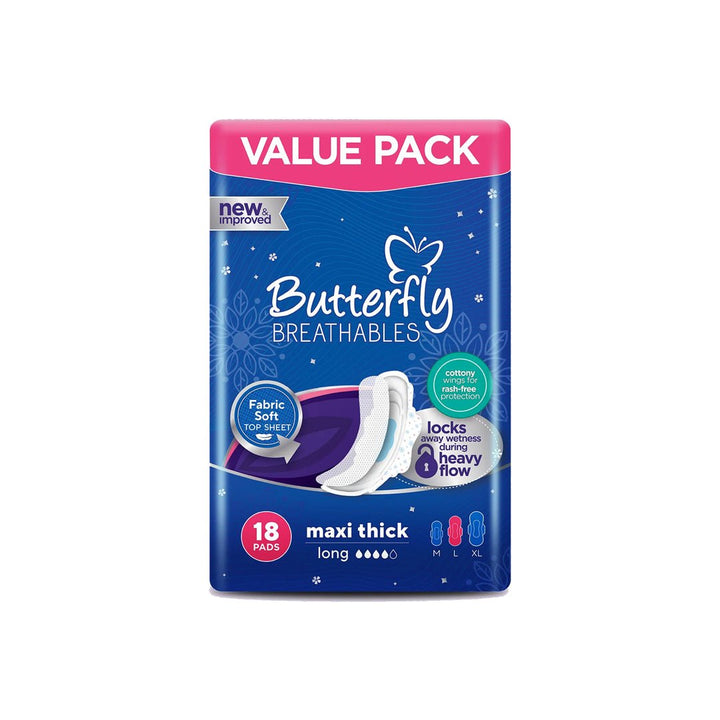 Butterfly Sanitary Napkins Maxi Thick - 18S (Long) - Vp - Win Bachat