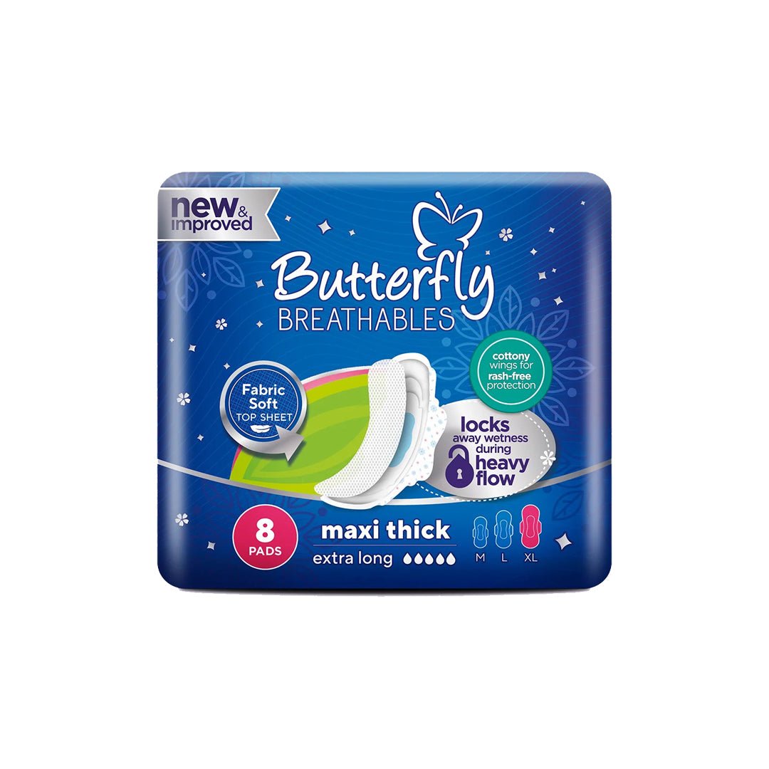 Butterfly Sanitary Napkins Maxi Thick (Cotton) - 8S (Extra Long) - Win Bachat