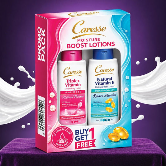 CARESSE TRIPLEX VITAMIN LOTION 150ML NATURAL VITAMIN E LOTION FREE (PROMO) - Win Bachat