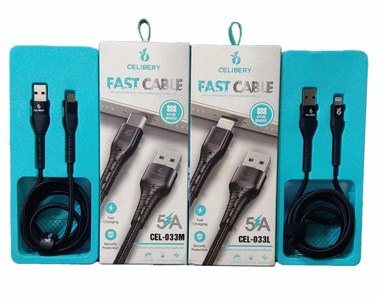 Celibery CEL-033L 5A Nylon Braided Lightning Fast Charging Cable - Win Bachat