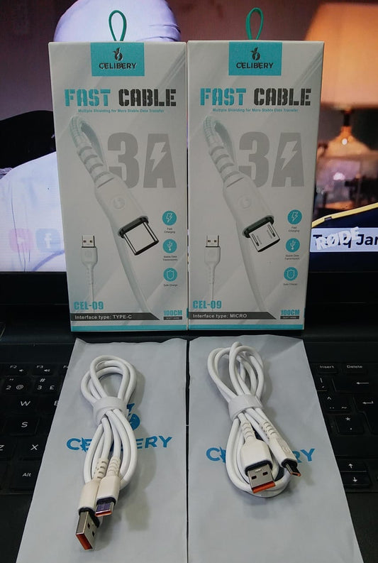 Celibery CEL-09 3A USB to Micro USB Fast Charging Cable 1M - Win Bachat