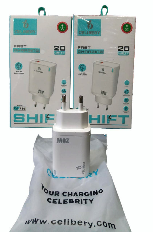 Celibery CEL-710 Shift 20W Fast Charger with LED Light - Win Bachat