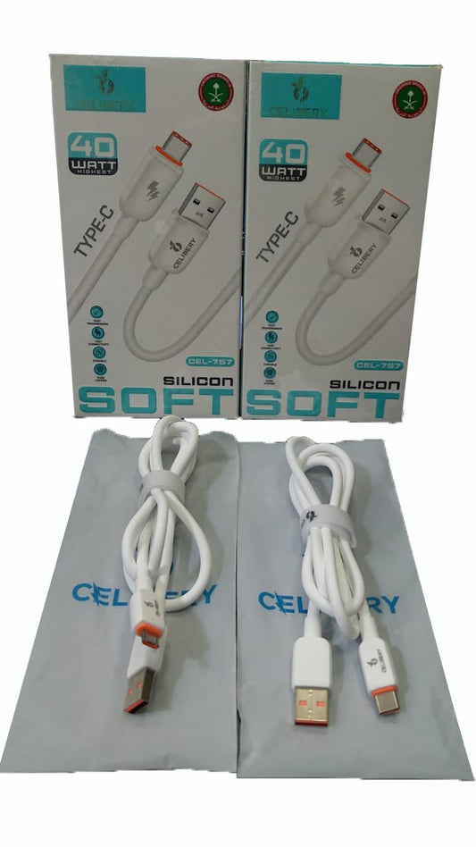 Celibery CEL-757 40W USB to Type-C Soft Silicone Fast Charging Cable - Win Bachat