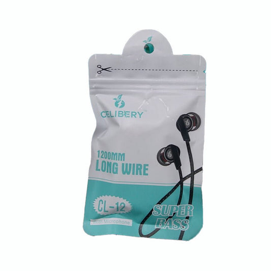 Celibery CL-12 Super Bass Wired Earphones with Mic – 1200mm - Win Bachat