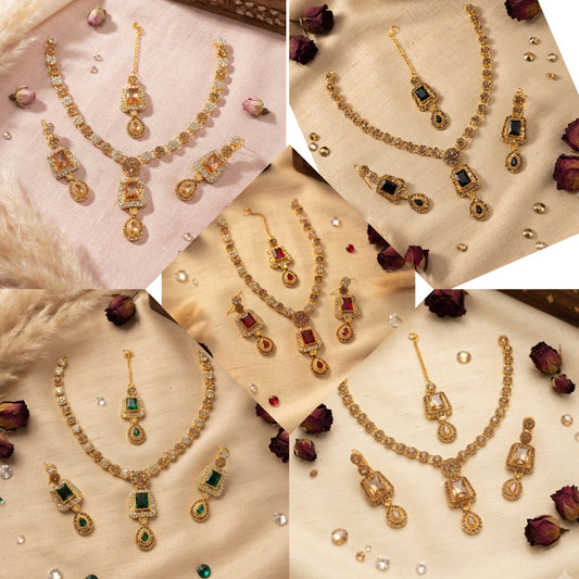 Champagne Stone Gold-Tone Jewellery Set - Win Bachat