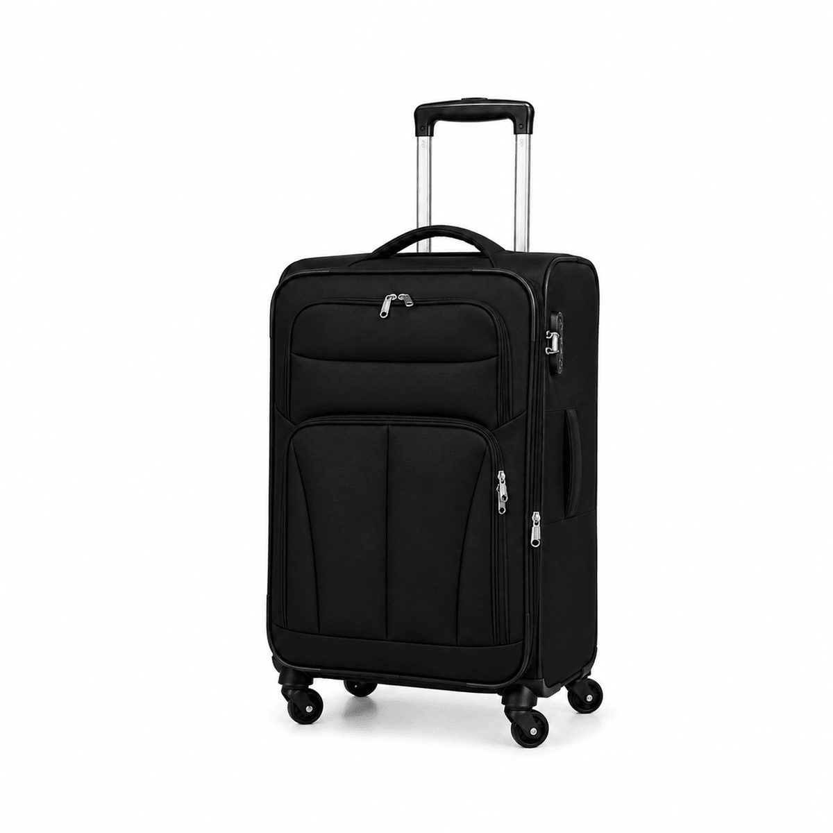 Classic Soft Shell Spinner Suitcase - Black - 20 Inch (Small) - Win Bachat