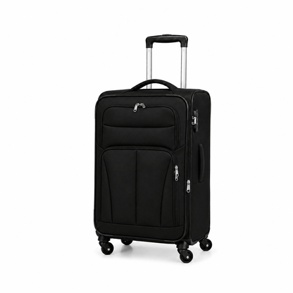 Classic Soft Shell Spinner Suitcase - Black - 20 Inch (Small) - Win Bachat
