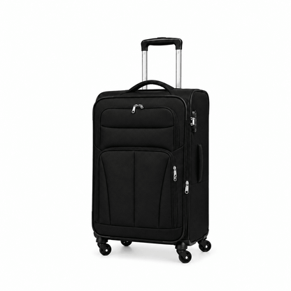 Classic Soft Shell Spinner Suitcase - Black - 24 Inch (Medium) - Win Bachat