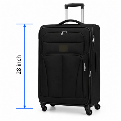 Classic Soft Shell Spinner Suitcase - Black - 28 Inch (Large) - Win Bachat