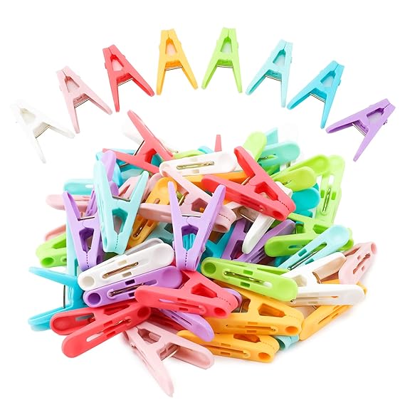 Clothespins Plastic Colorful Clips (50 pcs) - Win Bachat