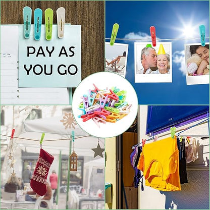 Clothespins Plastic Colorful Clips (50 pcs) - Win Bachat