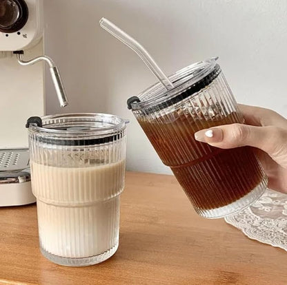 Coffee Glass With Straw - Win Bachat