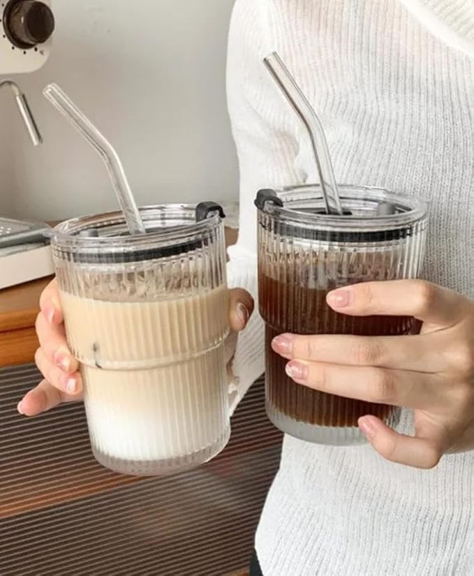 Coffee Glass With Straw - Win Bachat