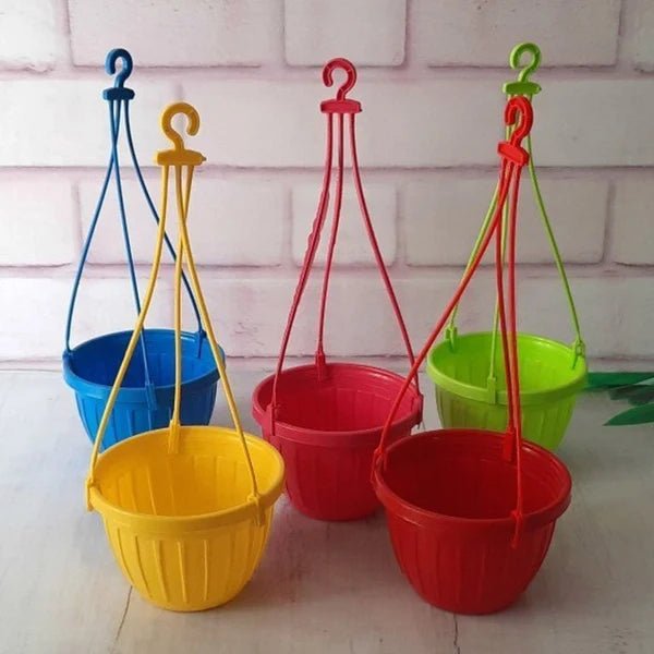 Colorful Hanging Flower Pots – Pack of 10 Plastic Hanging Planters - Win Bachat