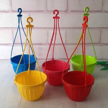Colorful Hanging Flower Pots – Pack of 10 Plastic Hanging Planters - Win Bachat