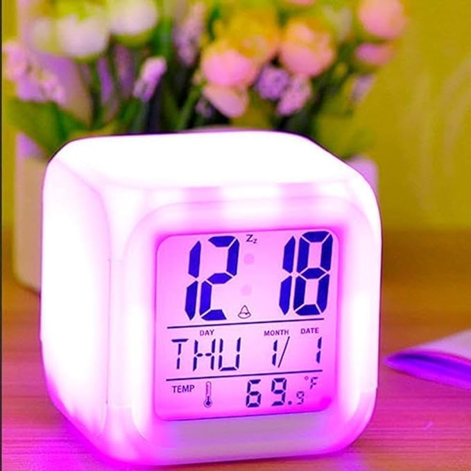 Colour Changing Alarm Clock (squre) - Win Bachat