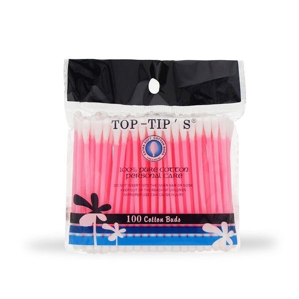 Cotton Buds (Plastic) - 100Pc (Tip Top) Pink - Win Bachat