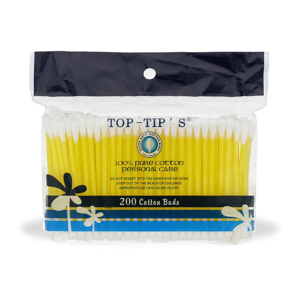 Cotton Buds Top Tip - 200Pc (Pouch) Yellow - Win Bachat