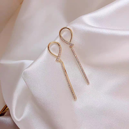 Crystal Loop & Bar Gold-Tone Drop Earrings - Win Bachat