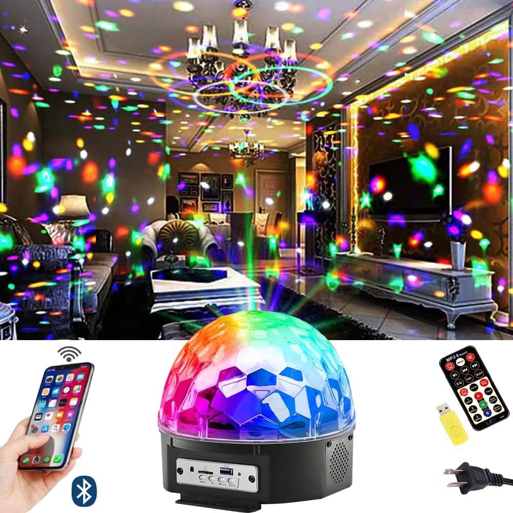 Crystal Magic Ball Light with Bluetooth Speaker Remote Control Disco LED Light - Win Bachat