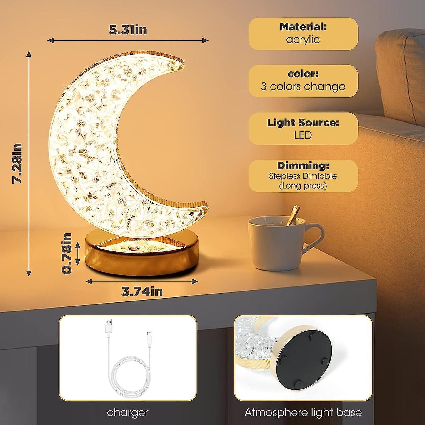 Crystal Moon Table Lamp - Win Bachat