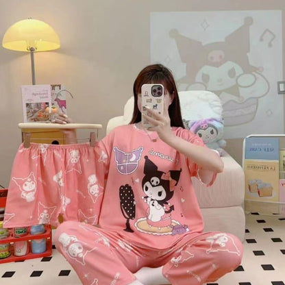 CUTE GIRLS 3 PCS NIGHTWEAR (THAILAND) - MALAI COTTON - Win Bachat