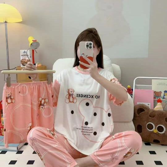 CUTE GIRLS 3 PCS NIGHTWEAR (THAILAND) - MALAI COTTON - Win Bachat