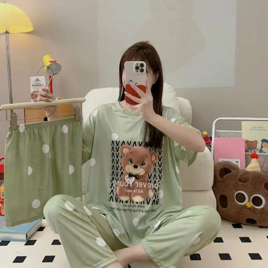 CUTE GIRLS 3 PCS NIGHTWEAR (THAILAND) - MALAI COTTON - Win Bachat
