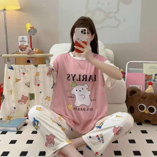CUTE GIRLS 3 PCS NIGHTWEAR (THAILAND) - MALAI COTTON - Win Bachat