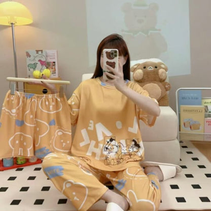 CUTE GIRLS 3 PCS NIGHTWEAR (THAILAND) - MALAI COTTON - Win Bachat
