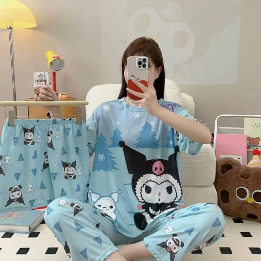 CUTE GIRLS 3 PCS NIGHTWEAR (THAILAND) - MALAI COTTON - Win Bachat