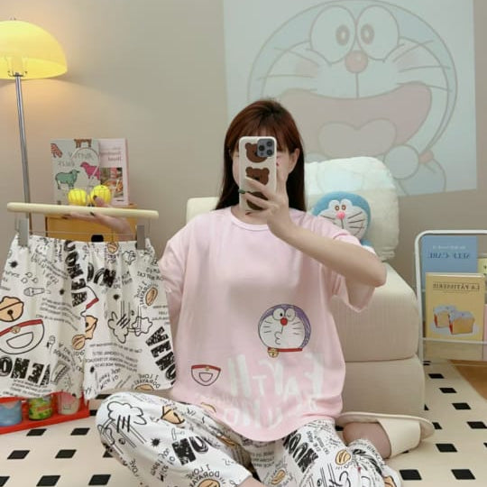 CUTE GIRLS 3 PCS NIGHTWEAR (THAILAND) - MALAI COTTON - Win Bachat