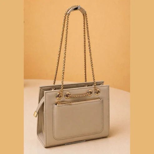 Double Chain Shoulder Bag - Beige - Win Bachat