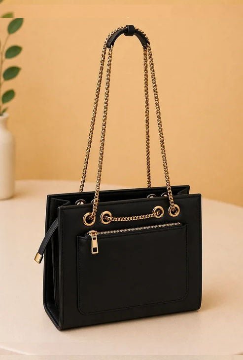 Double Chain Shoulder Bag - Black - Win Bachat