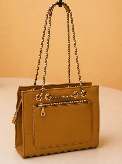 Double Chain Shoulder Bag - Mustard - Win Bachat