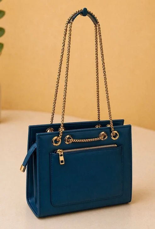 Double Chain Shoulder Bag - Royal Blue - Win Bachat
