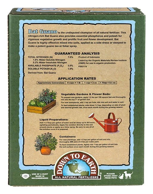 Down To Earth Bat Guano 7-3-1 Organic Fertilizer – 2 lb (0.91 kg) - Win Bachat