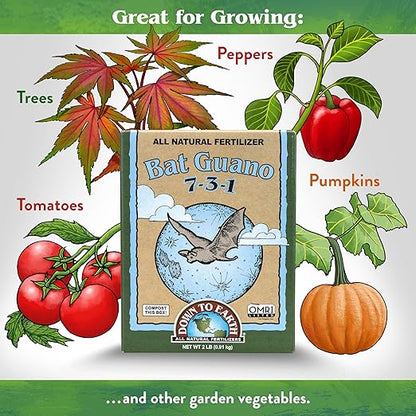 Down To Earth Bat Guano 7-3-1 Organic Fertilizer – 2 lb (0.91 kg) - Win Bachat