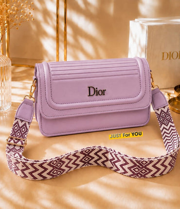 Elegant Flap Crossbody Bag with Printed Strap for Women
