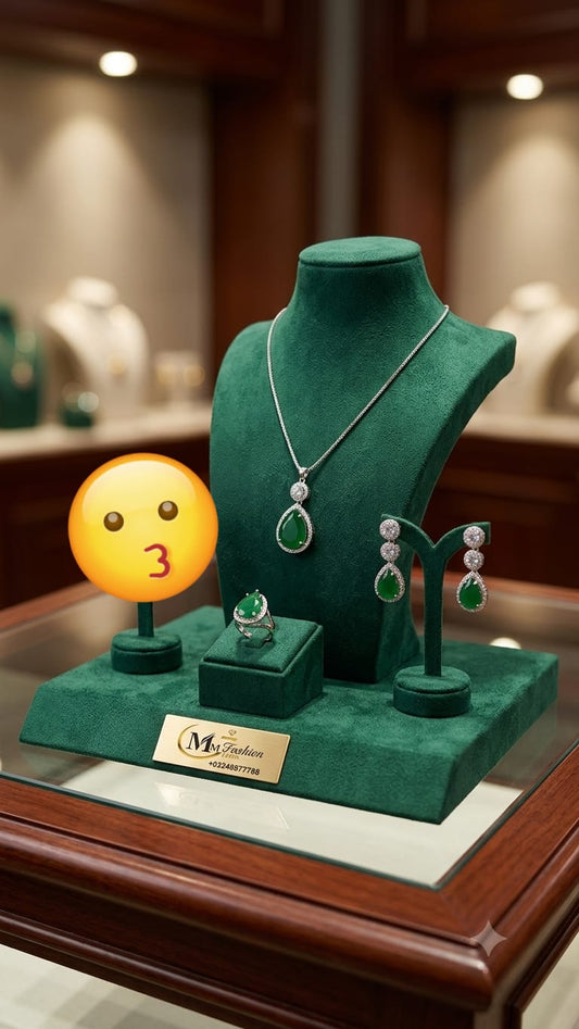 Emerald Green Zircon Jewelry Set - Win Bachat