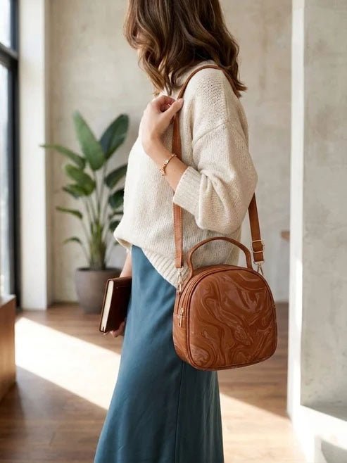 Everyday Crossbody Handbag - Tan Brown - Win Bachat