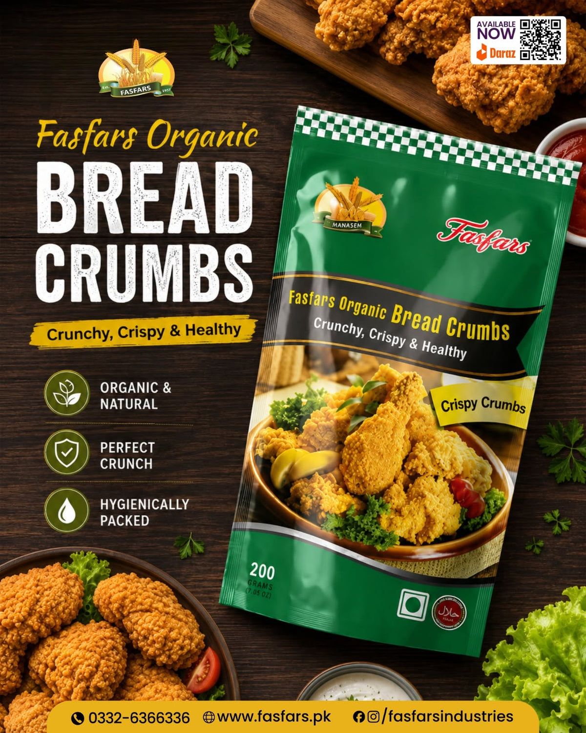Fasfars Organic Bread Crumbs - Green Pack - Win Bachat