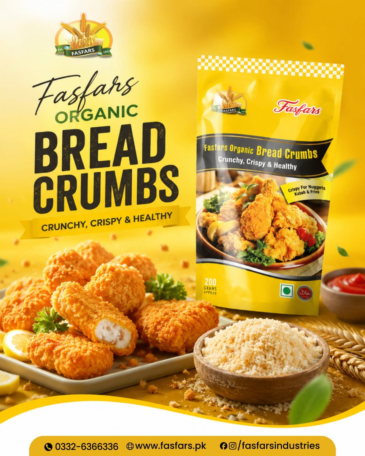Fasfars Organic Bread Crumbs - Yellow Pack - Win Bachat